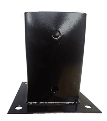 Stolpefot på plate 121×121×150 mm sort pulverlakkert
