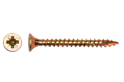 Treskruer pozidriv helgjenget 2,50×12 mm (500 stk) gul elforsinket